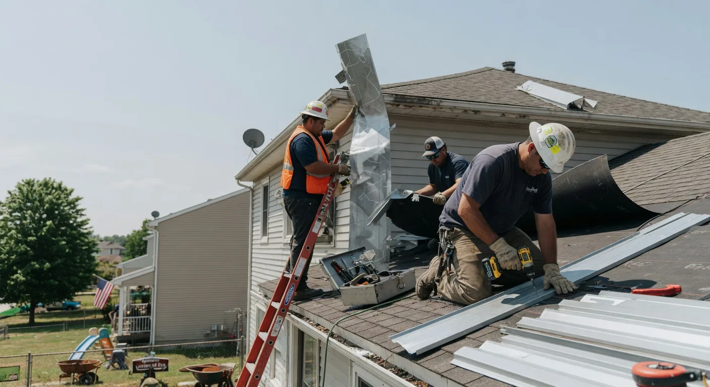 Storm Damage Metal Roof Repair in South Lyme, CT